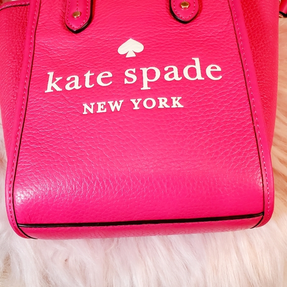 Mini tote kate spade pink pebbled leather crossbody bikini pink nwt Ella - Picture 5 of 6